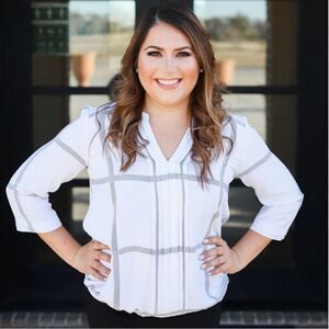 41 Hawthorn Juanis‎ Pleat Detail Gathering Hem Blouse White STITCH FIX XS NWT